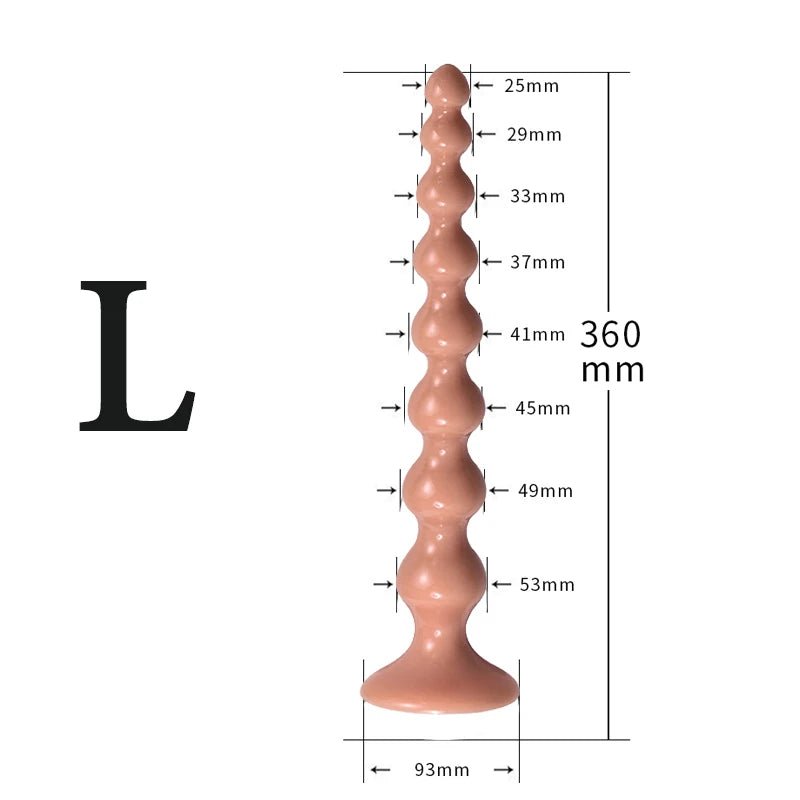 Silicon Beaded Massage Toy With Suction Base Long and Flexible