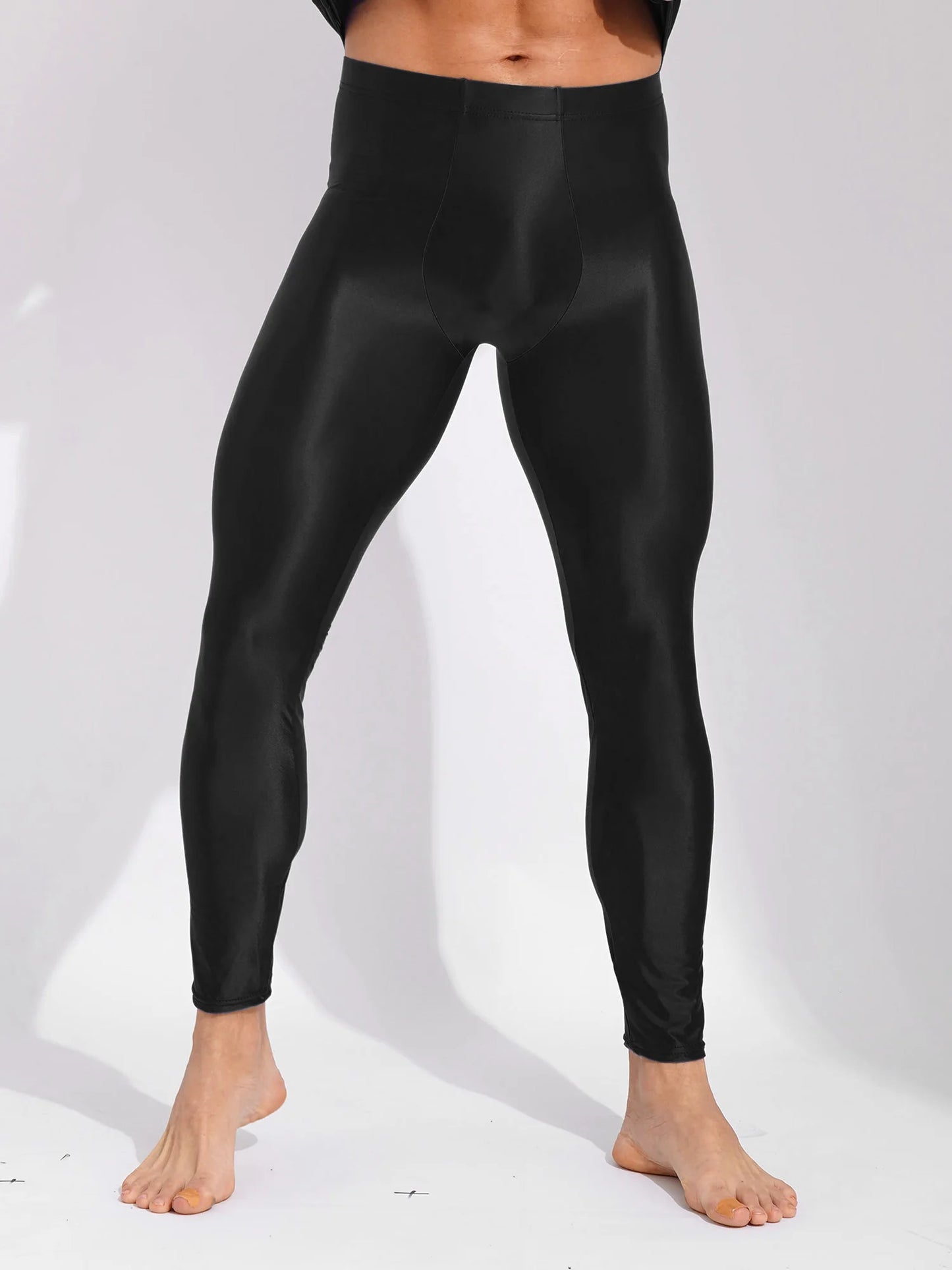 Men Stretchy Stockings Oil Shiny Sexy Fitness Leggings