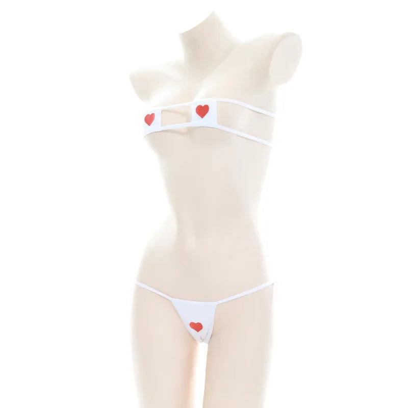 Lingerie sexy bikini cosplay lolita kawaii bandage imprimé coeur anime