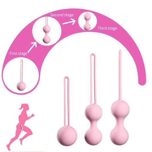 3PCS Safe Shrinking Kegel Ball Smart Ben Wa Balls Geisha Silicone