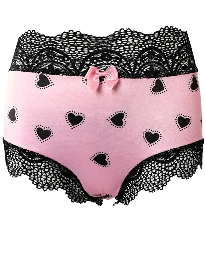 Plus Size Sexy Women Lingerie Set Heart Print Lace Pajamas