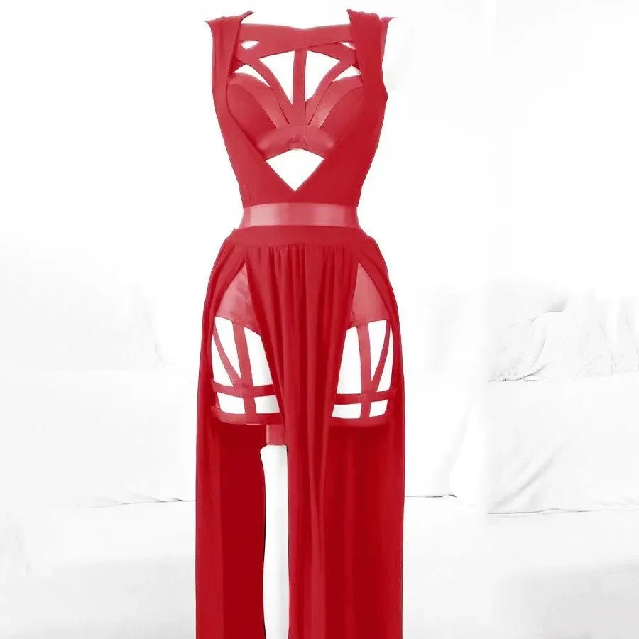 New 3 Pieces Sets Women Dress with Chest Pads Gothic Lingerie