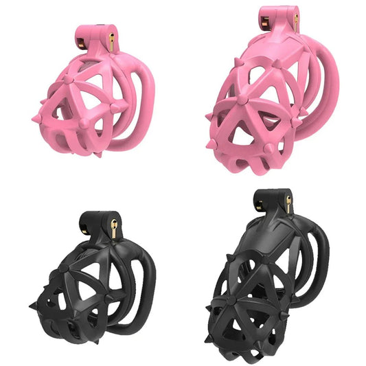 Ring Lock Bondage Slave Pink Chastity Cage Set Realistic