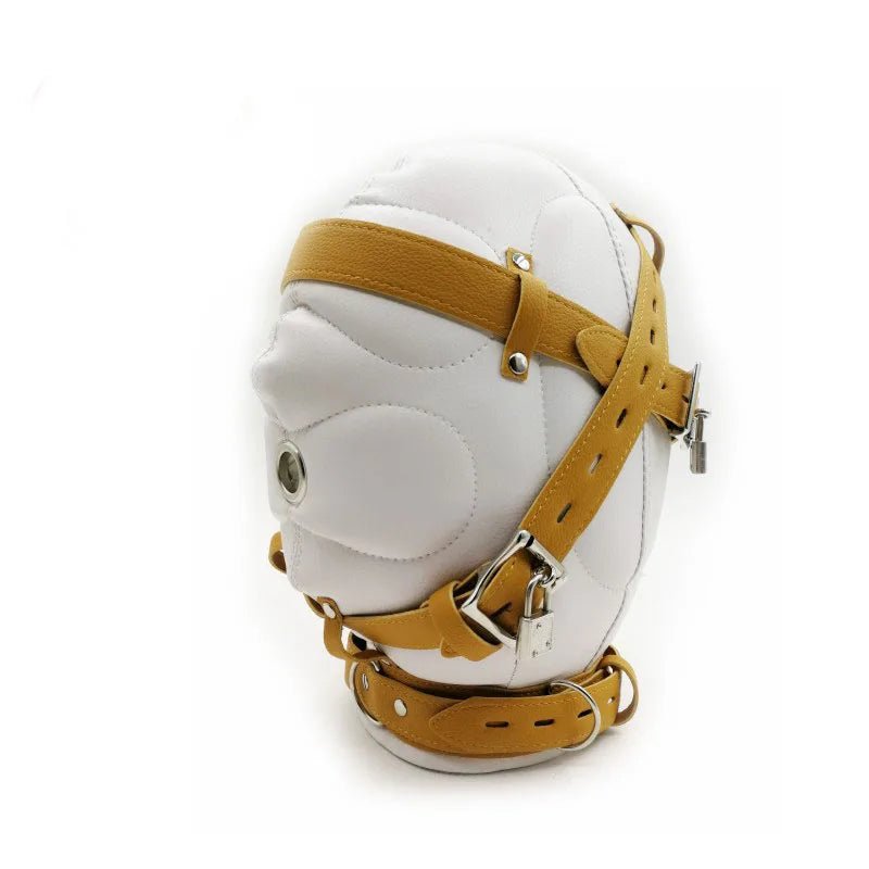 HotX PU Leather Headgear Full Head Bondage Hood Headgear Mouth Open