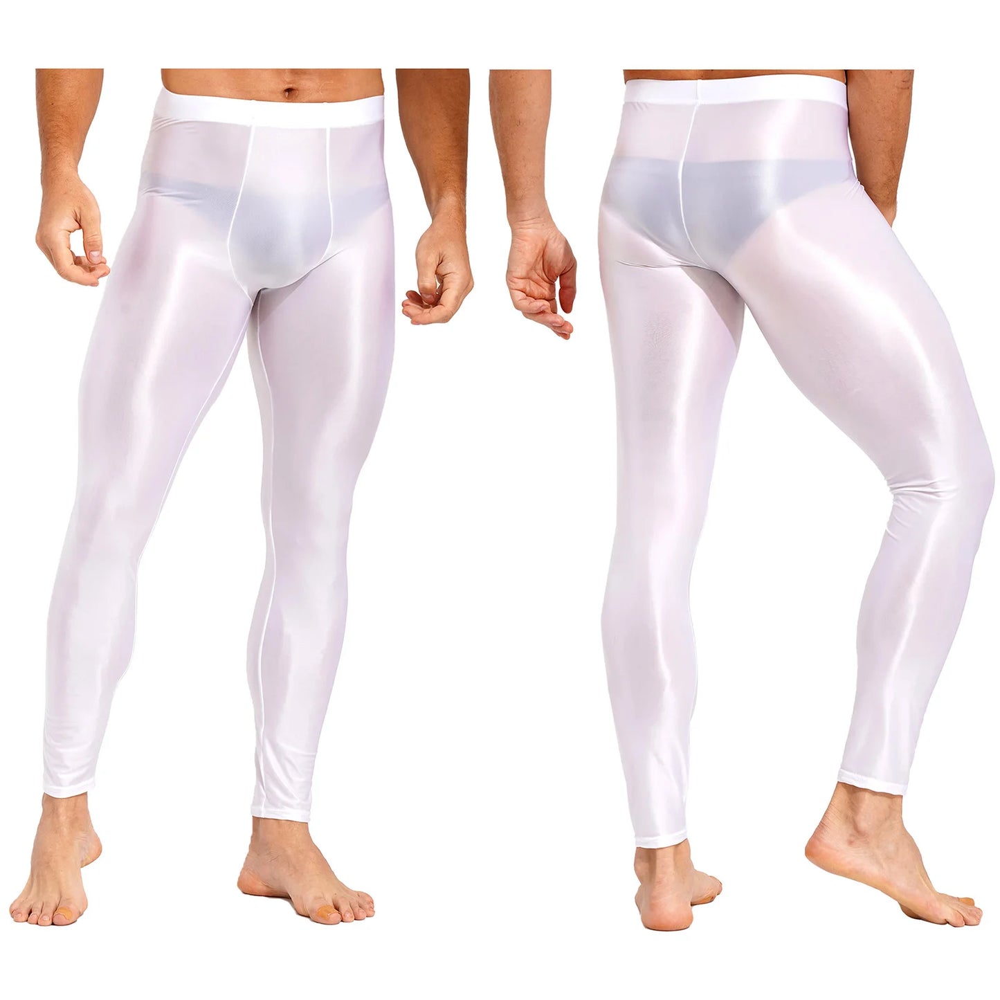 Men Stretchy Stockings Oil Shiny Sexy Fitness Leggings
