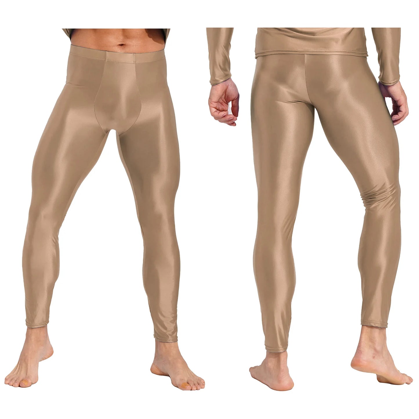 Men Stretchy Stockings Oil Shiny Sexy Fitness Leggings