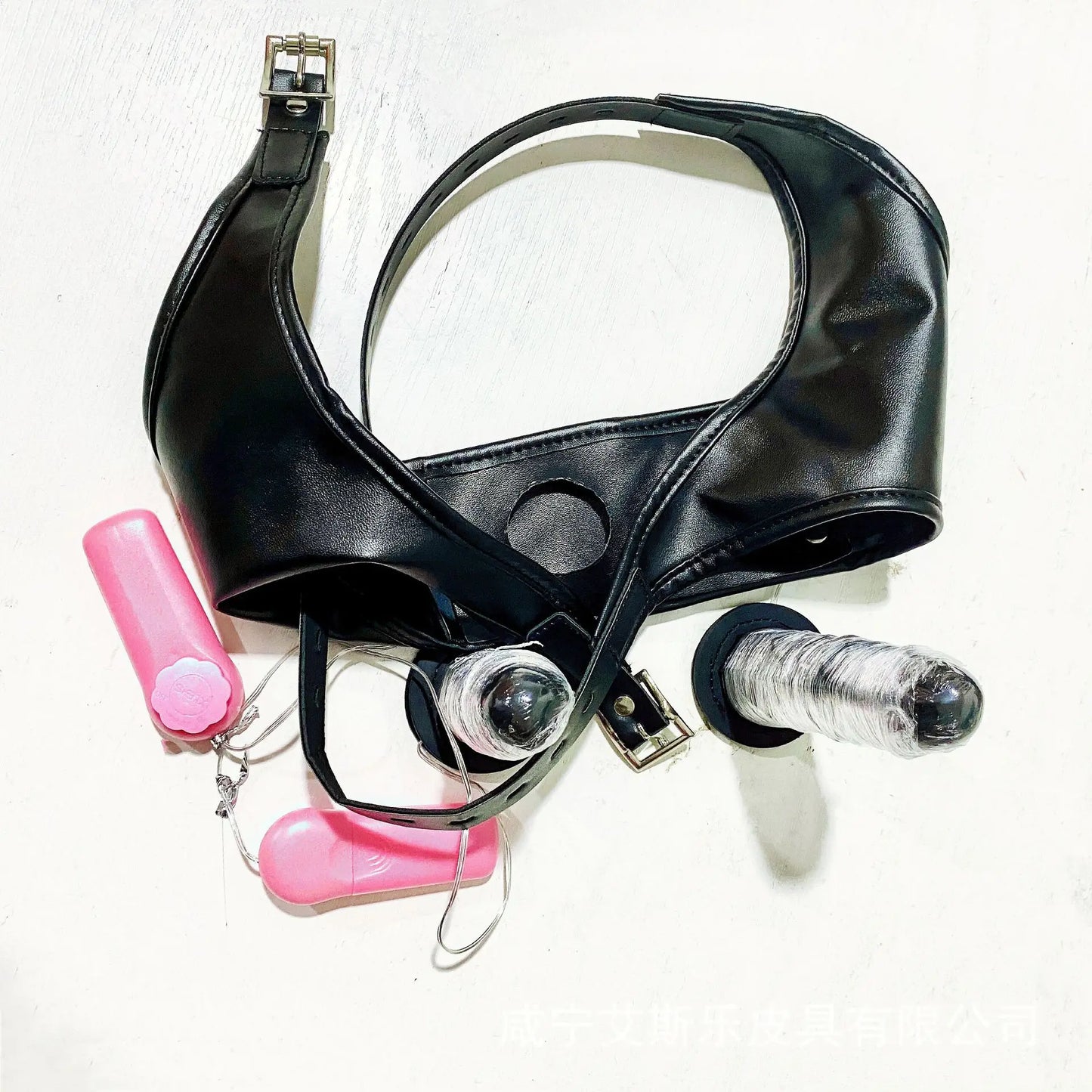 Detachable PU Leather Chastity Panties With Realistic Stimulator