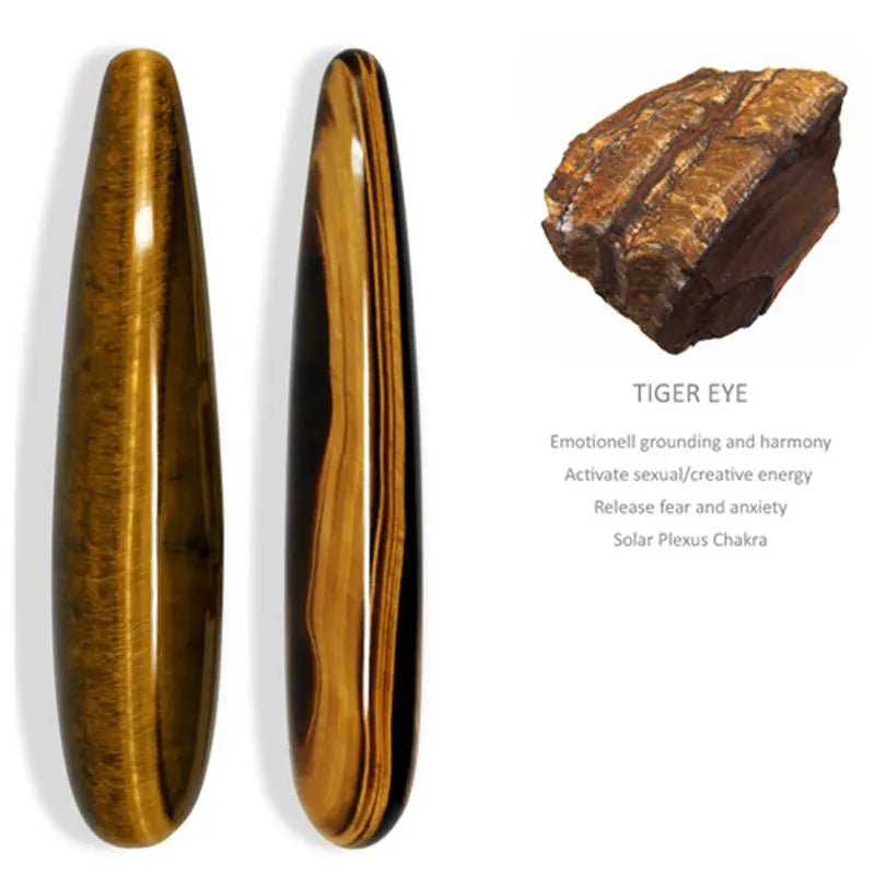 18cm Tiger Eye Yoni Massage Wand Natural Crystal Tool for Wellness