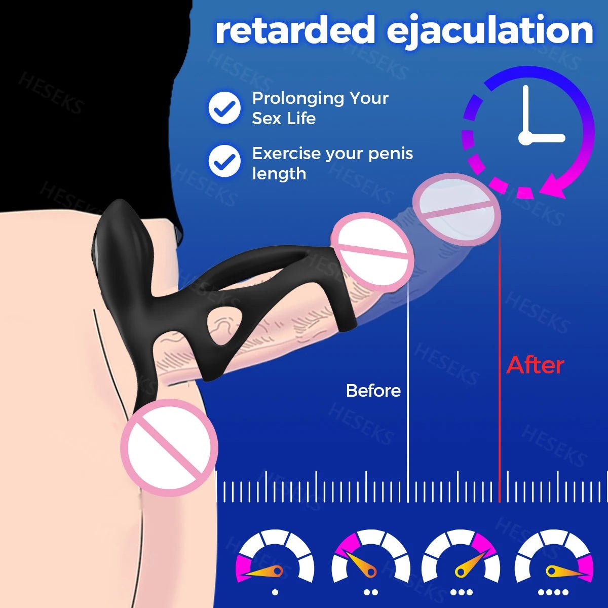 HESEKS Vibrating Ring Sleeve Enhancer for Men Pleasure Boost