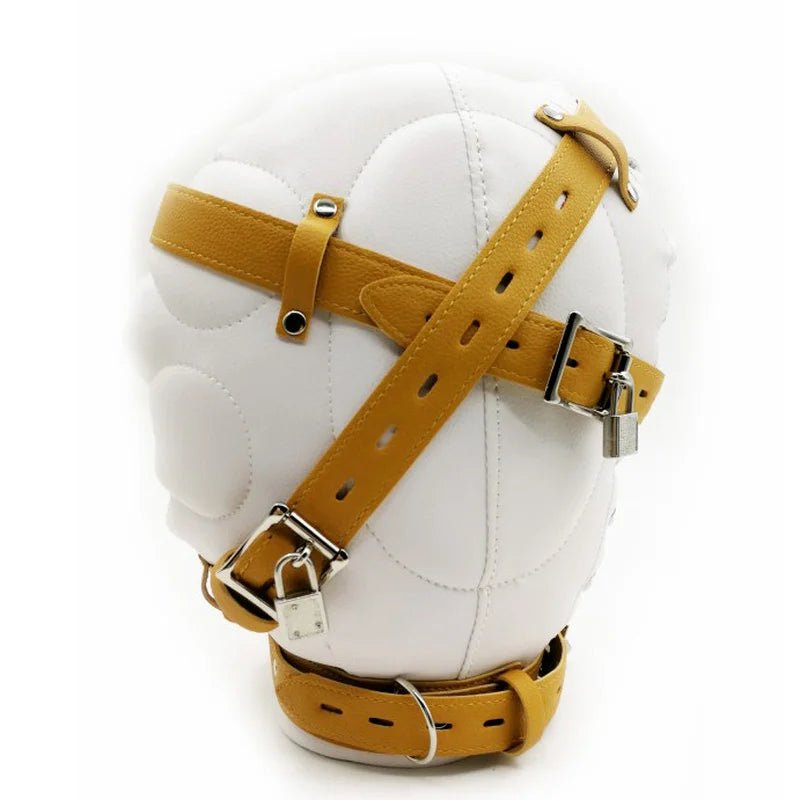 HotX PU Leather Headgear Full Head Bondage Hood Headgear Mouth Open