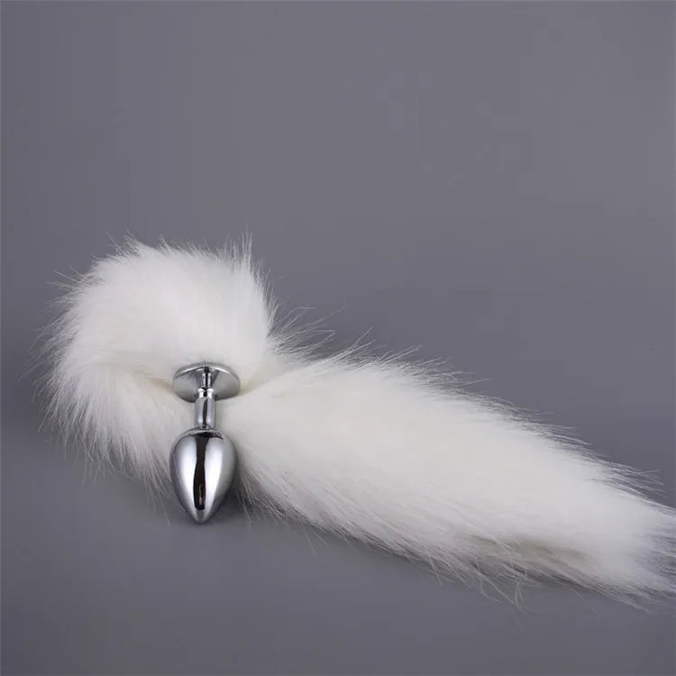 BDSM White Metal Plug Fetish Fox Tail Pleasure Toys Collection