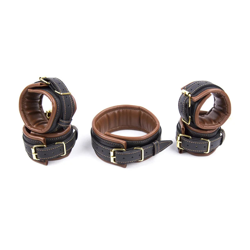 1PCS 5-in-1 Handcuffs Ankle Cuffs Collar Bondage Kit