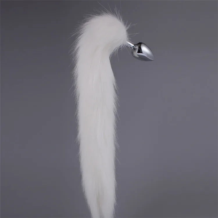 BDSM White Metal Plug Fetish Fox Tail Pleasure Toys Collection