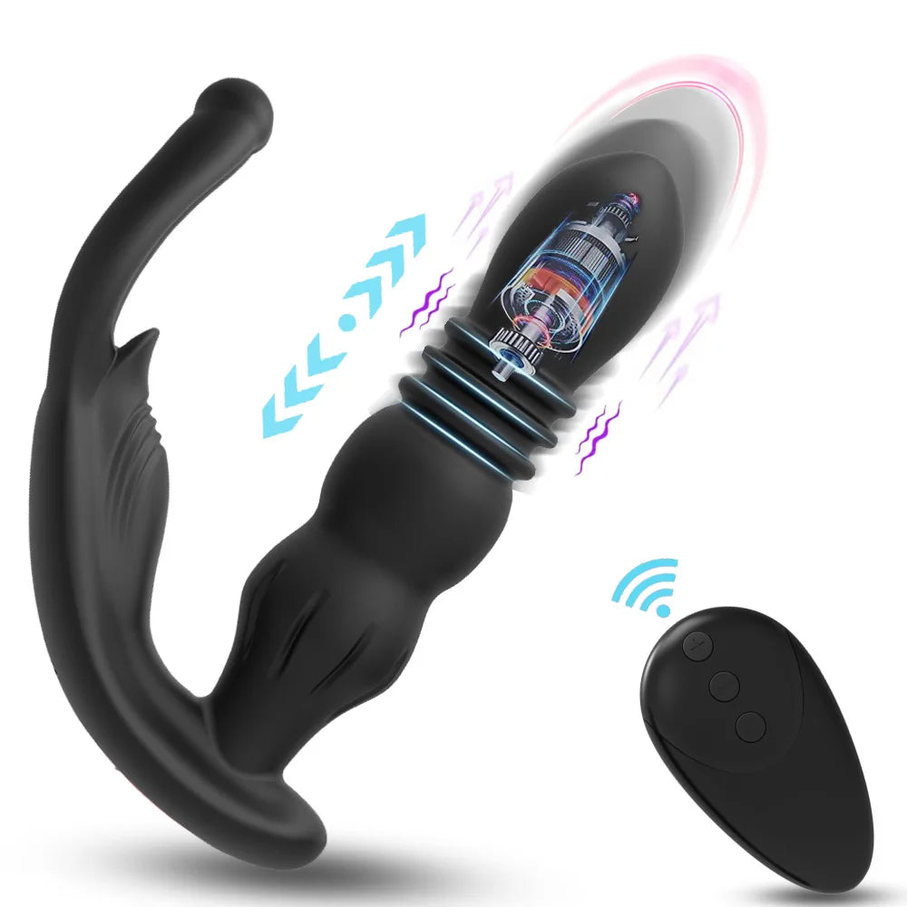 Silicone Vibrator Thrusting Prostate Stimulator for Men