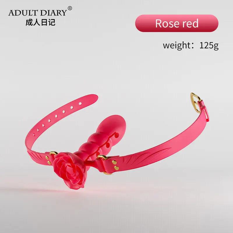 Silicone Rose Mouth Gag Extender Ball Oral Fixation Toy