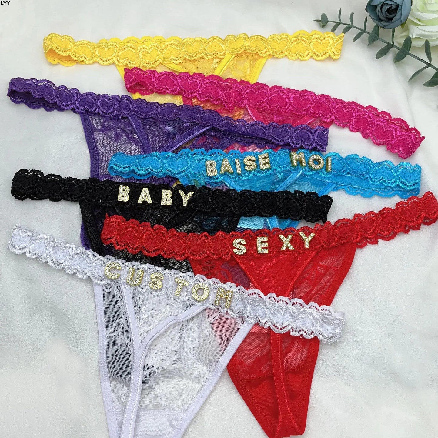 Customized Panties Sexy Lace Underwear Thong Jewelry Women