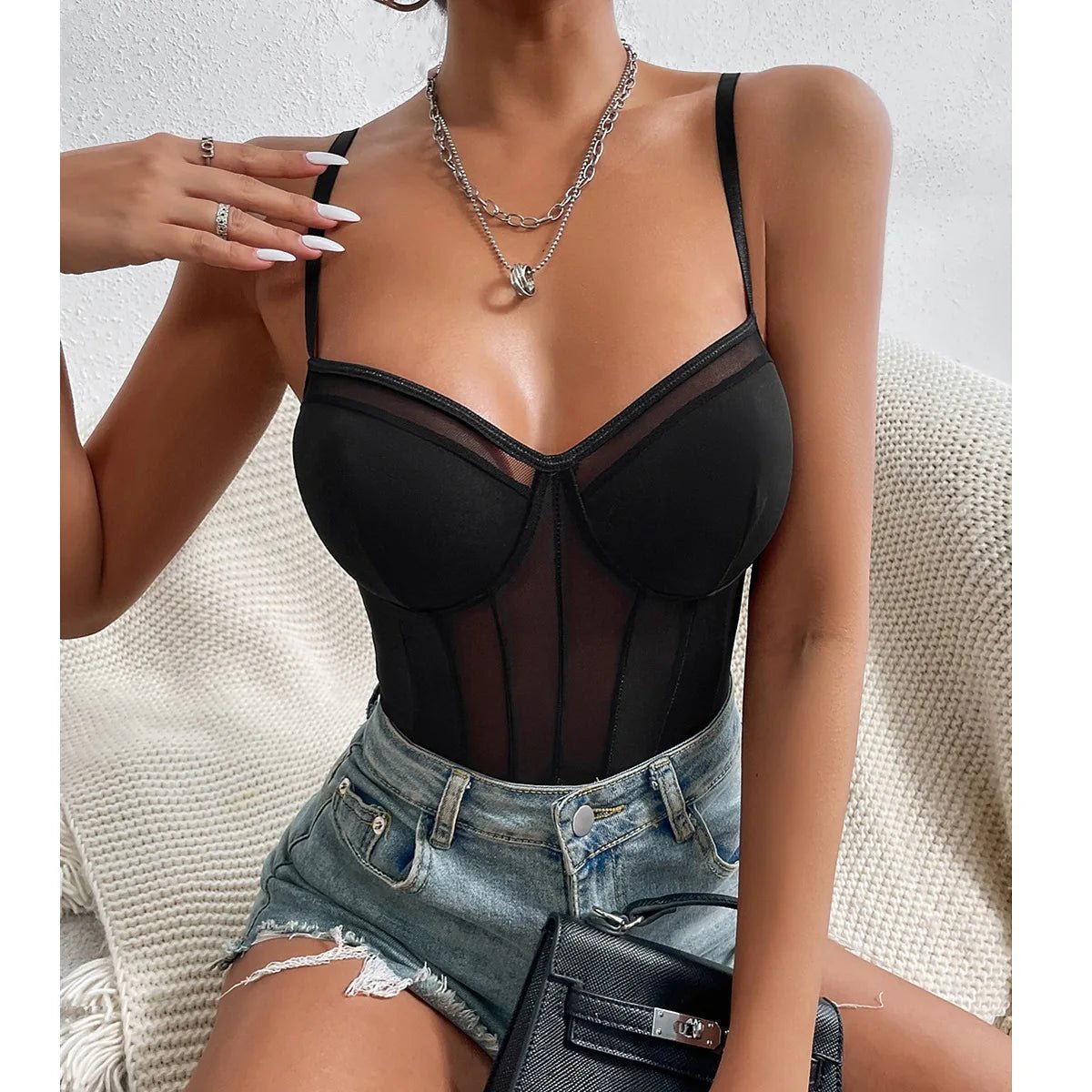 Pink Slim Sexy Bodysuit Lace See Through Lingerie 2023
