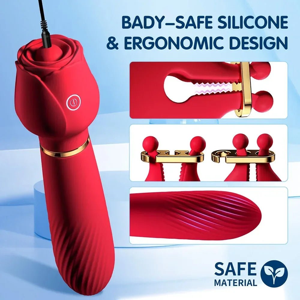 Rose Vibrator 2 In 1 Couples Toy With 10 Vibration Options