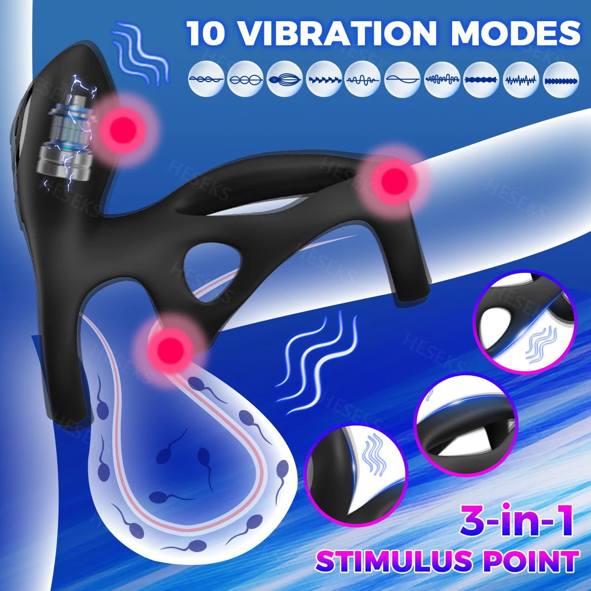 HESEKS Vibrating Ring Sleeve Enhancer for Men Pleasure Boost