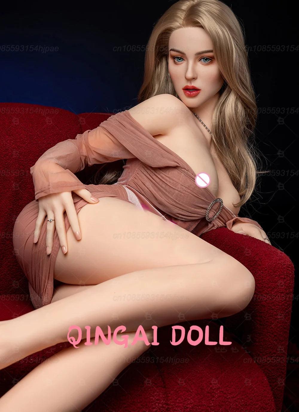 QINGAI - Jouet sexuel masculin réaliste en TPE 160 cm, jouet sexuel pour adulte, grosse poitrine, grosses fesses, vagin et bouche, 3 trous, squelette en alliage, 18+XXX