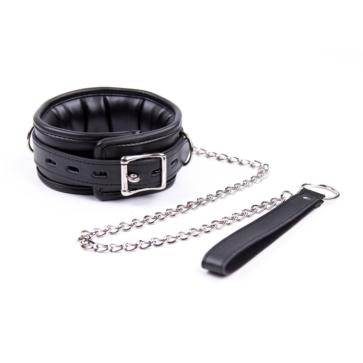 Bdsm Bondage Collar Leather And Iron Chain Link Slave Restraints