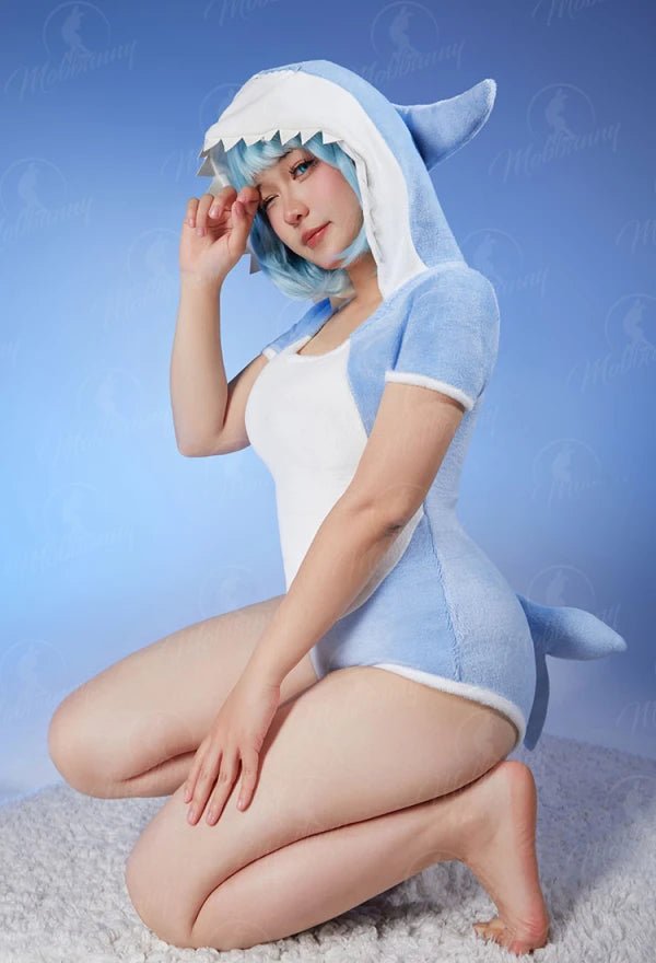 Mobbunny Women Sexy Lingerie Set Blue Shark Pajama Bodysuit