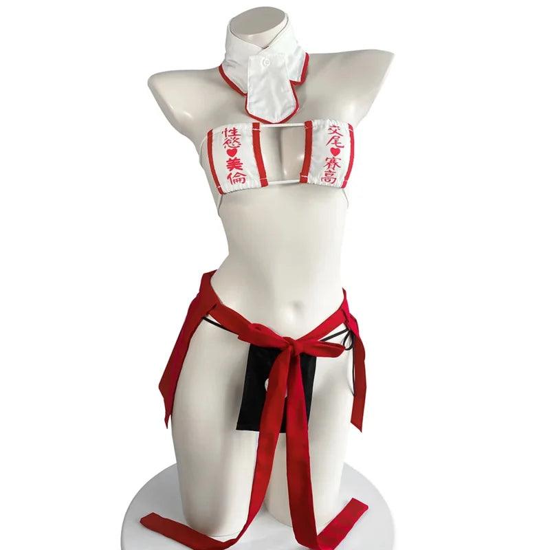 Costume de cosplay kimono japonais sexy sous-vêtements creux anime
