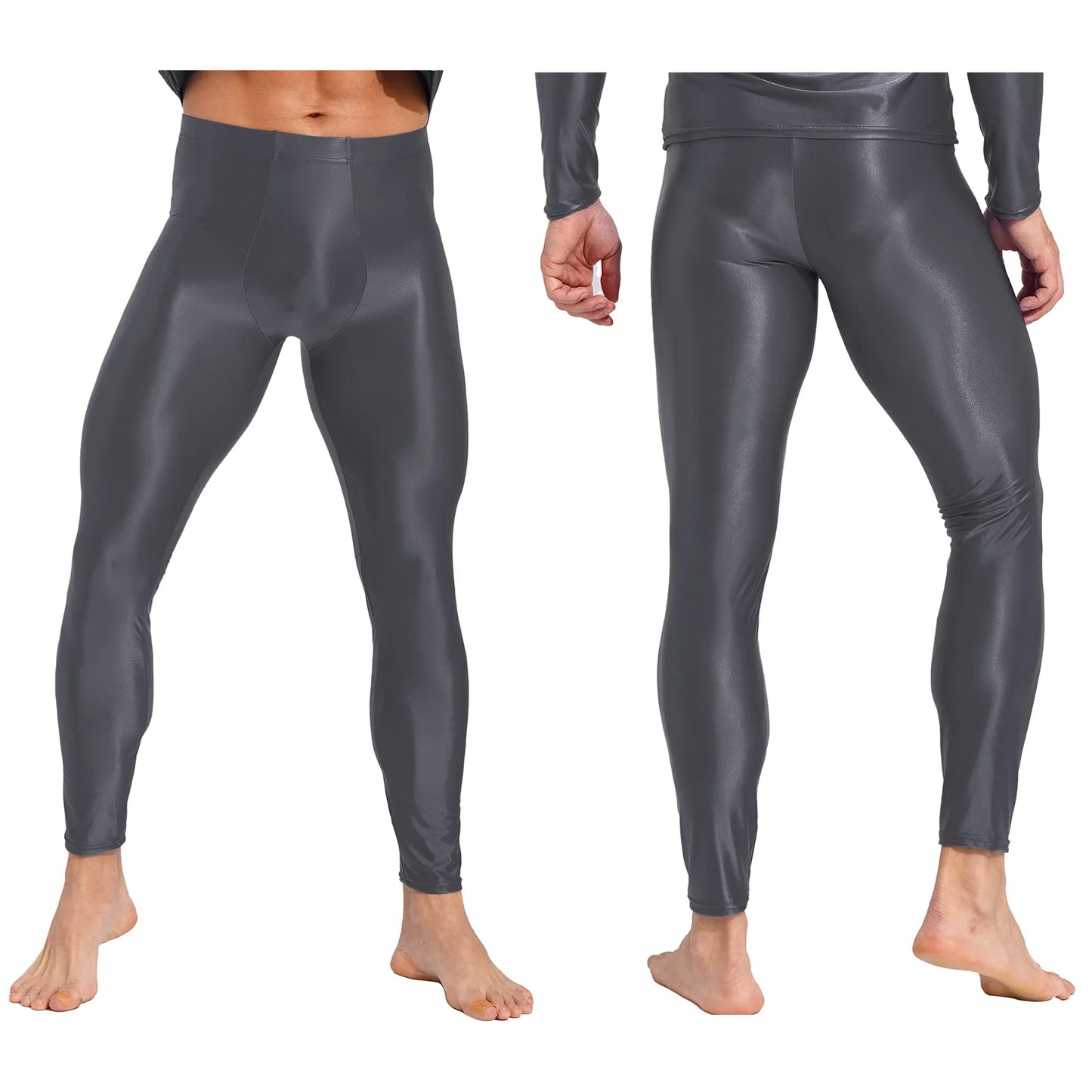 Men Stretchy Stockings Oil Shiny Sexy Fitness Leggings