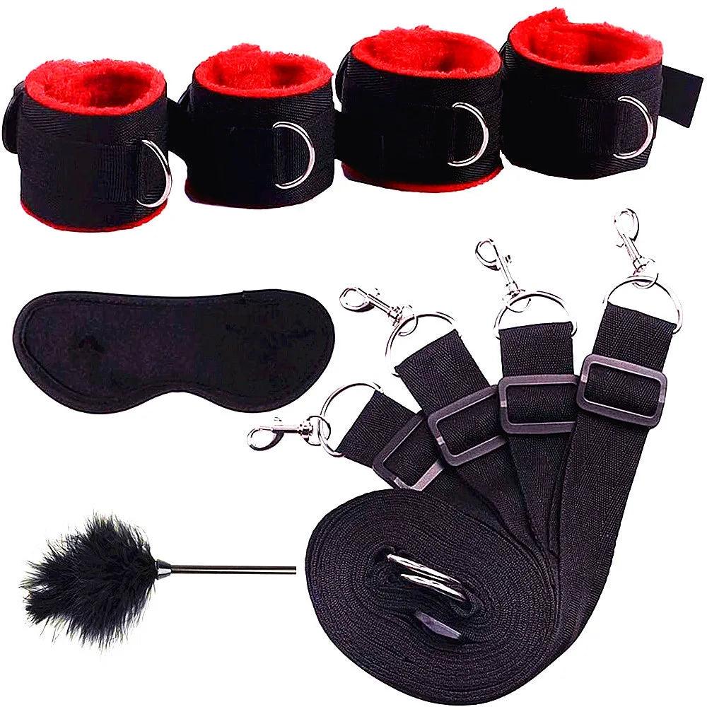 BDSM Restraint Adult Sex Toys Leather Plush 5 Piece Sets