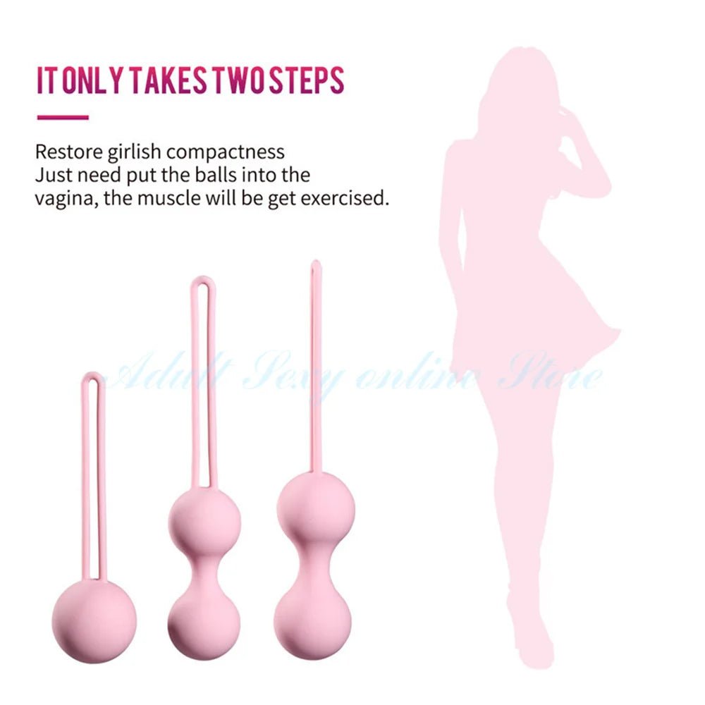 3PCS Safe Shrinking Kegel Ball Smart Ben Wa Balls Geisha Silicone