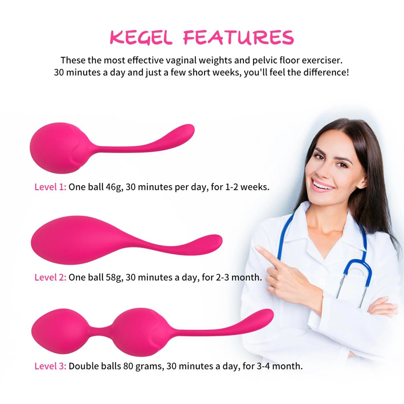 Kegel Balls Silicone Ball Smart Geisha Trainer for Pelvic Health