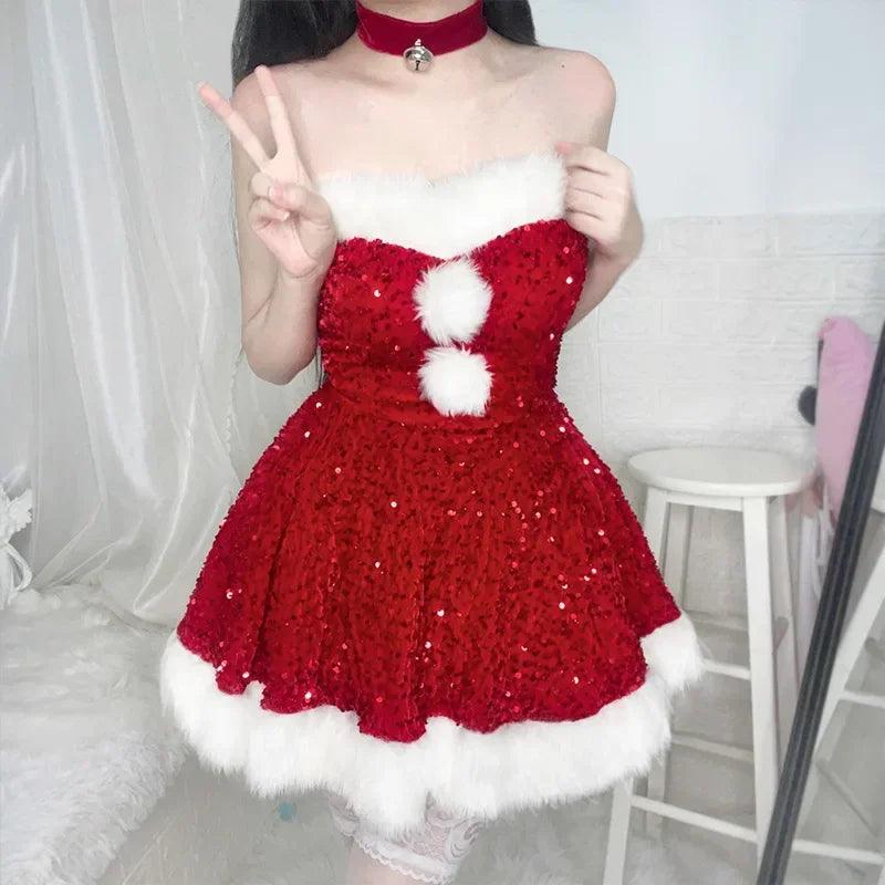 Robe de lingerie sexy à paillettes roses rouges 2025
