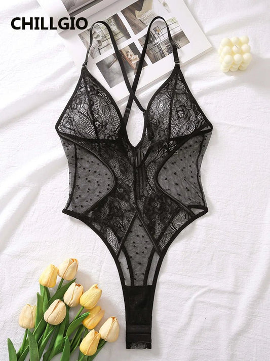 CHILLGIO Women Sexy Cross Spaghetti Straps Bodysuits