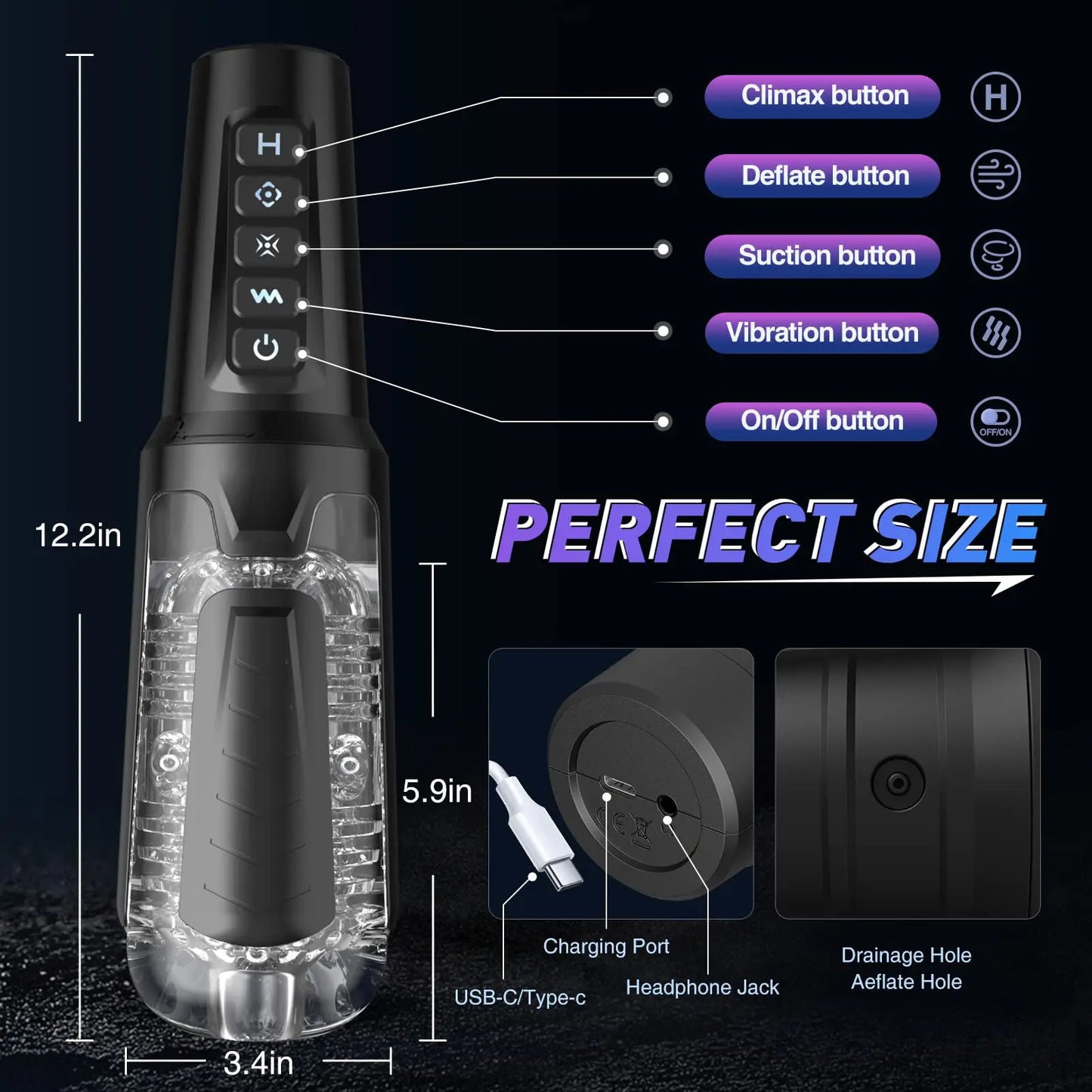 Masturbation Cup Deep Throat Strong Sucking Device for Men