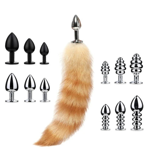 25cm Mini Elegant Metal Plug with Charming Small Tail Toy