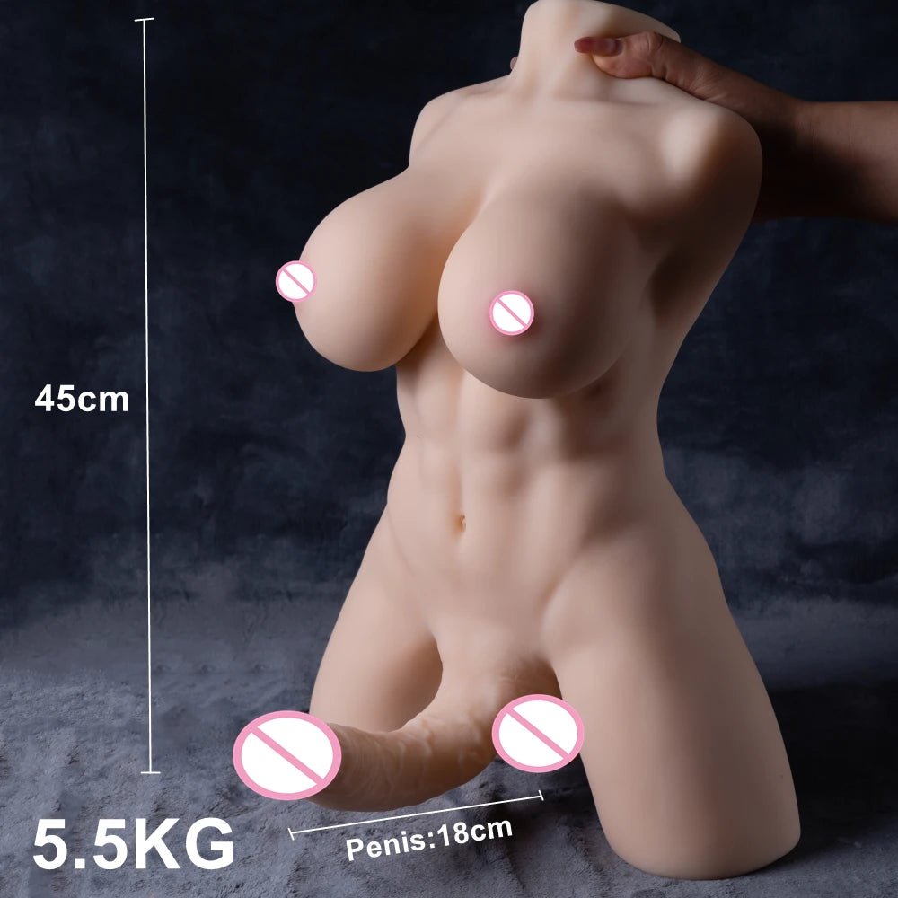 Half Body Shemale Doll Toy For Women Realistic Breasts