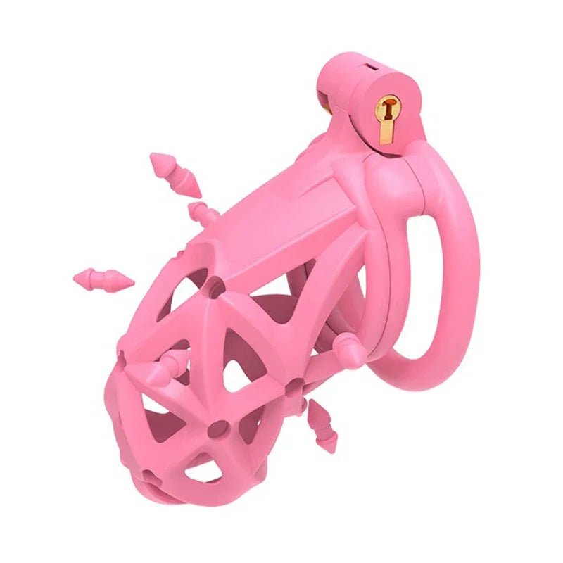 Ring Lock Bondage Slave Pink Chastity Cage Set Realistic
