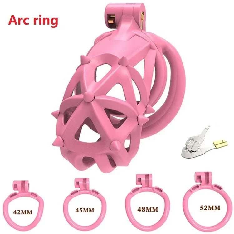 Ring Lock Bondage Slave Pink Chastity Cage Set Realistic