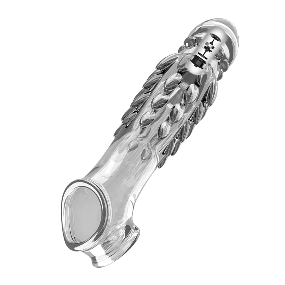 Reusable Condoms Size Extension Sleeve with Vibrator Enhancer