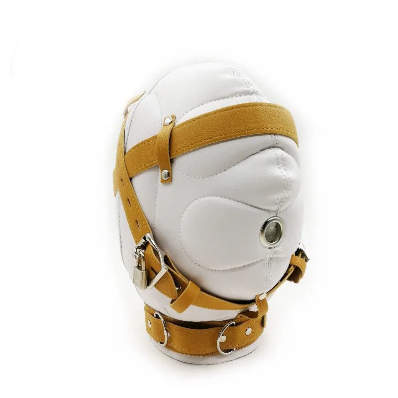 HotX PU Leather Headgear Full Head Bondage Hood Headgear Mouth Open