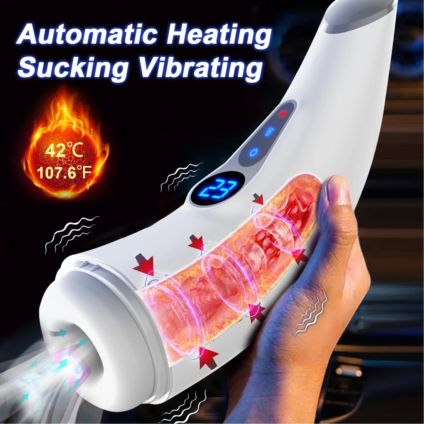 Automatic Vibrating Heating Male Pleasure Device Toy Experience
