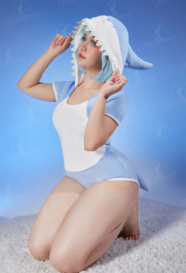 Mobbunny Women Sexy Lingerie Set Blue Shark Pajama Bodysuit
