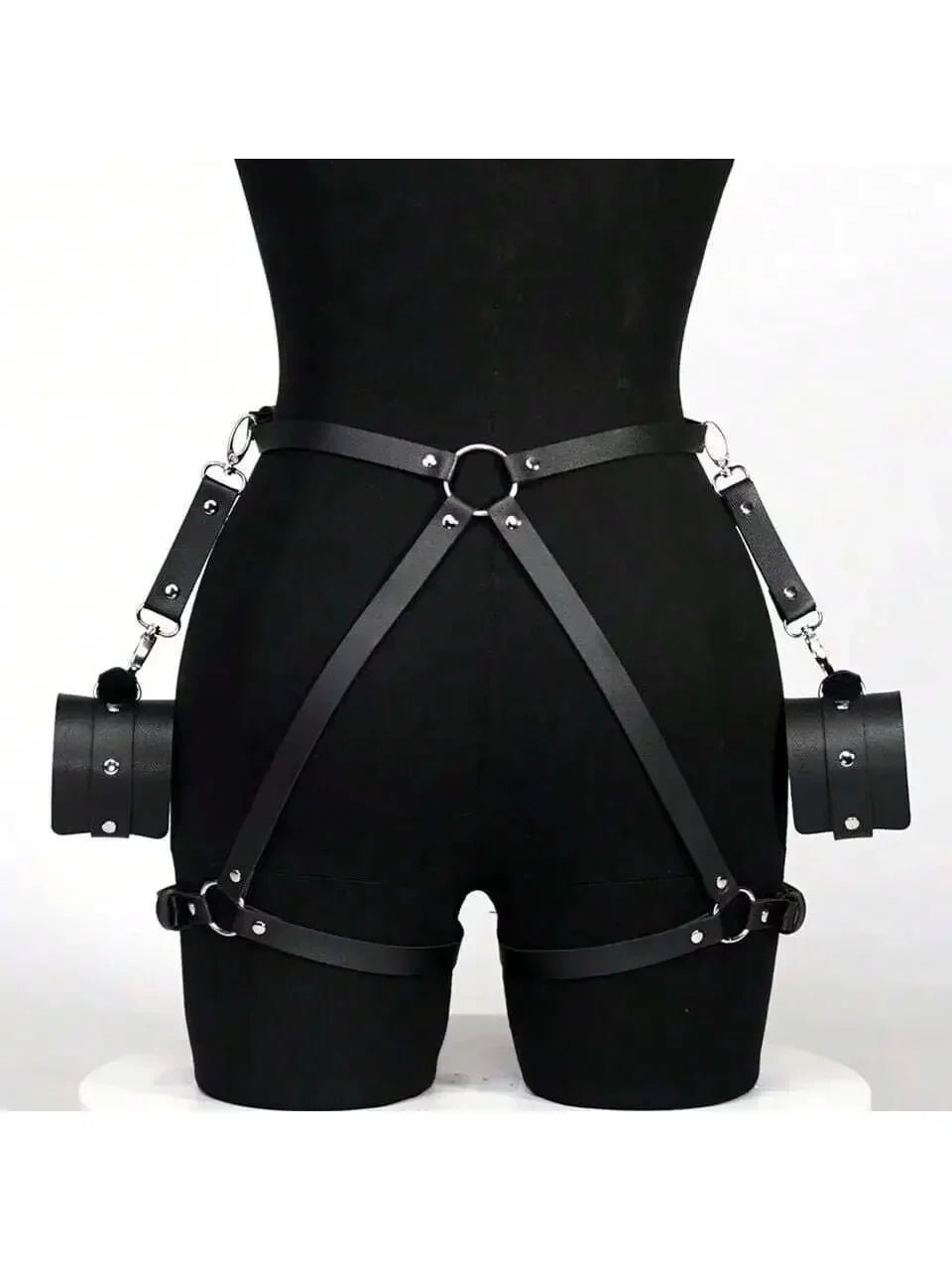 Leather BDSM Kit Handcuffs Toys Games for Couples Body Harness Cuffs Bondage