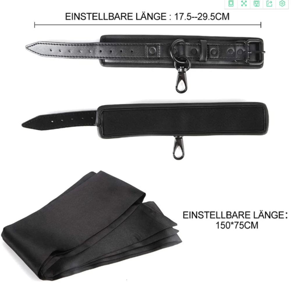 SM Erotic Leather Handcuffs Footcuffs for Intimate Bondage