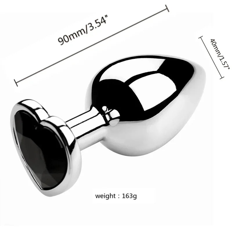 Stainless Steel Heart Shape 3 Sizes Crystal Plug Toy