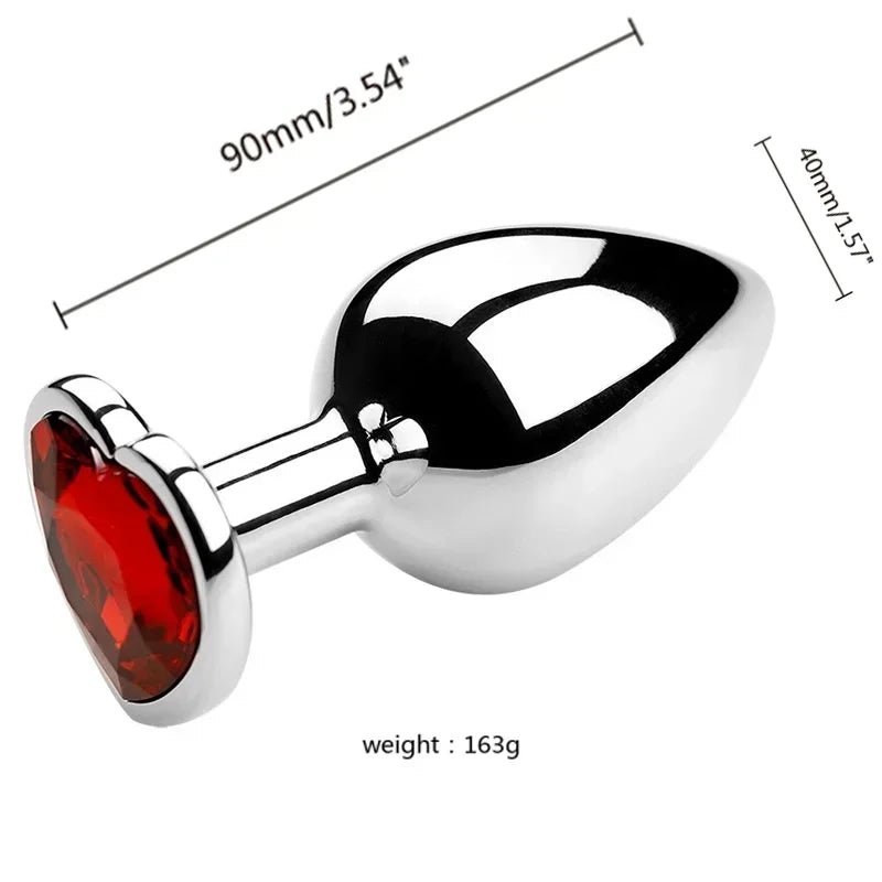 Stainless Steel Heart Shape 3 Sizes Crystal Plug Toy