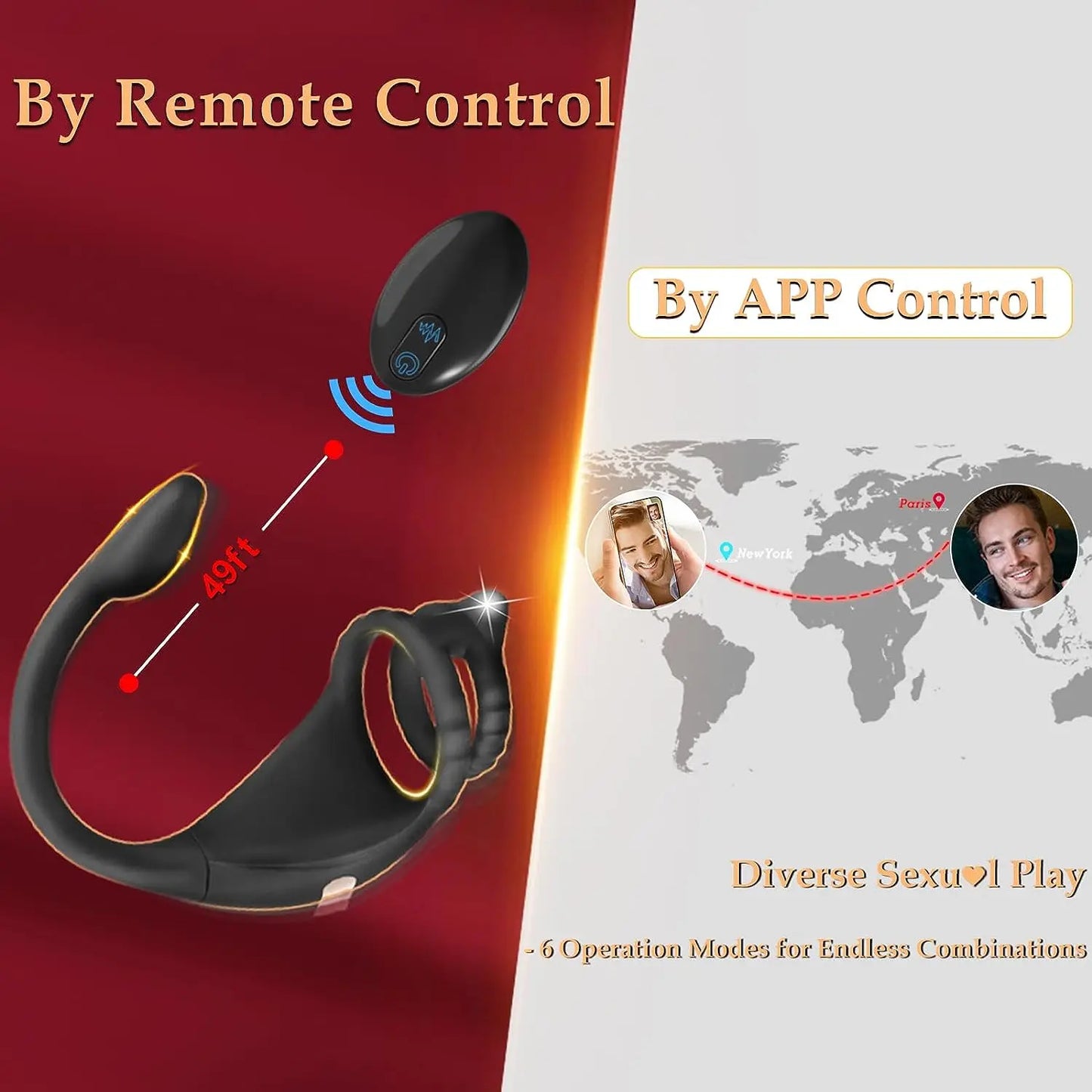 Vibrating Ring Taint Stimulator with Remote Control Device