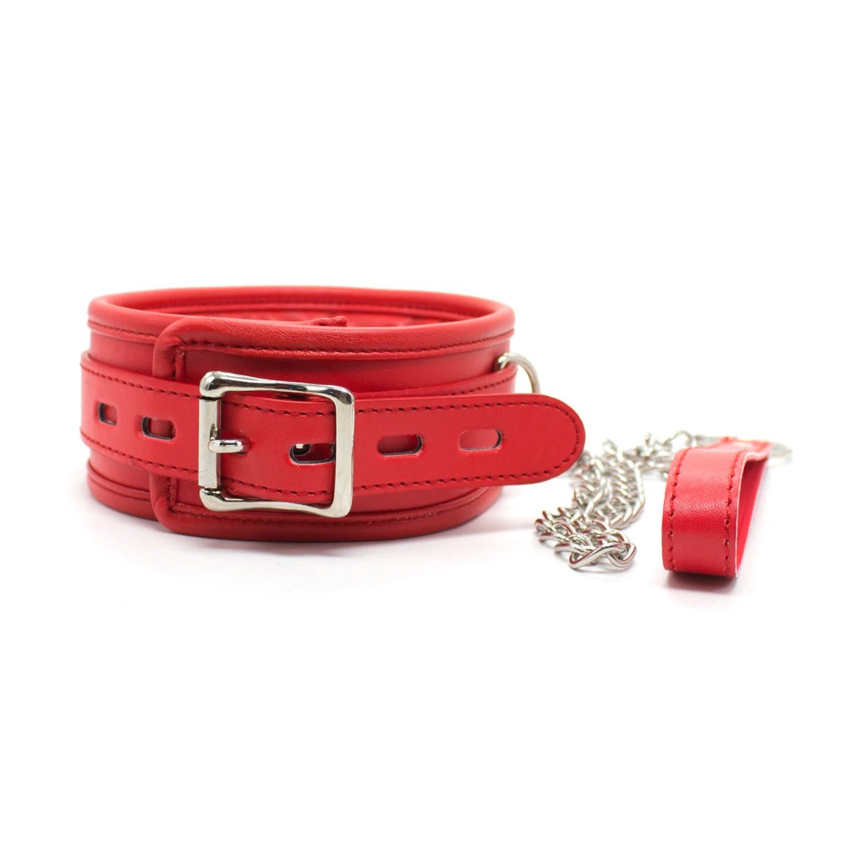 Bdsm Bondage Collar Leather And Iron Chain Link Slave Restraints