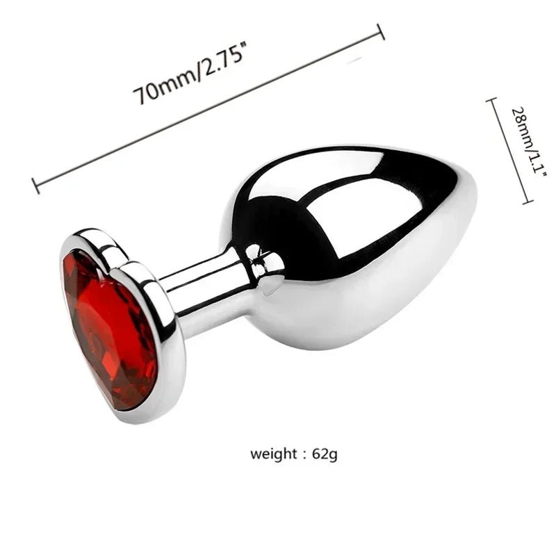 Stainless Steel Heart Shape 3 Sizes Crystal Plug Toy