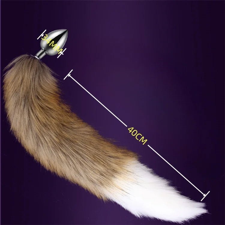 BDSM Brown Metal Plug Fetish Fox Tail Accessory Toy